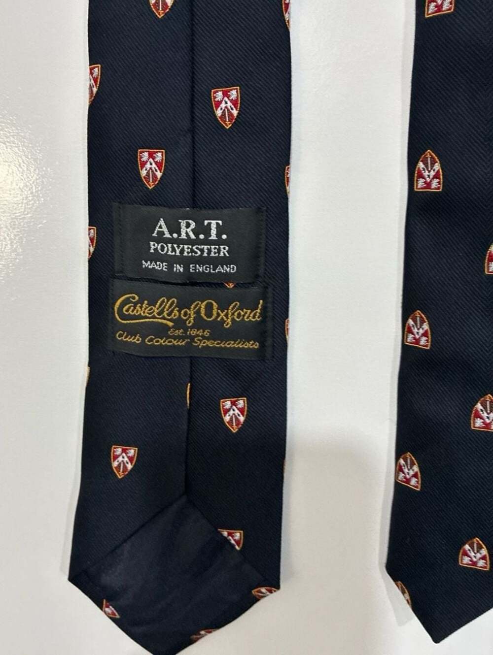 Vintage Castells of Oxford St Anne's College Crested Silk-Feel Polyester Tie